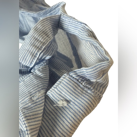 Gap Boyfriend Fit Button-Up Shirt Blue White Stripe Long Sleeve XS - Picture 4 of 6